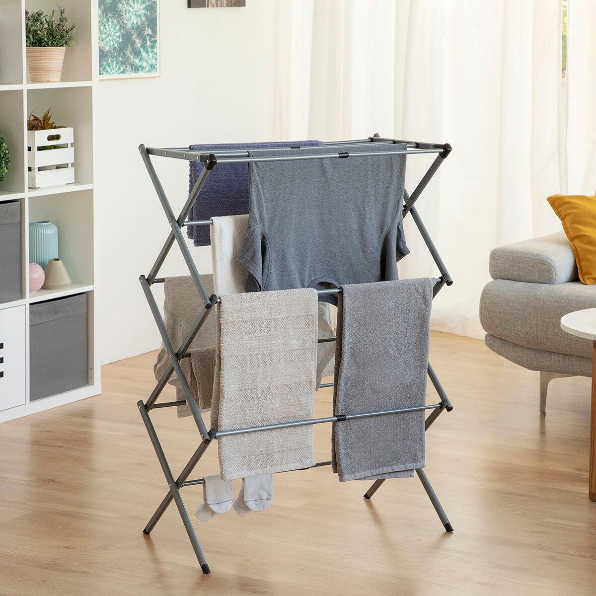 Cloxy InnovaGoods Foldable and Extendable Metal Clothesline with 3 Heights 11 bars