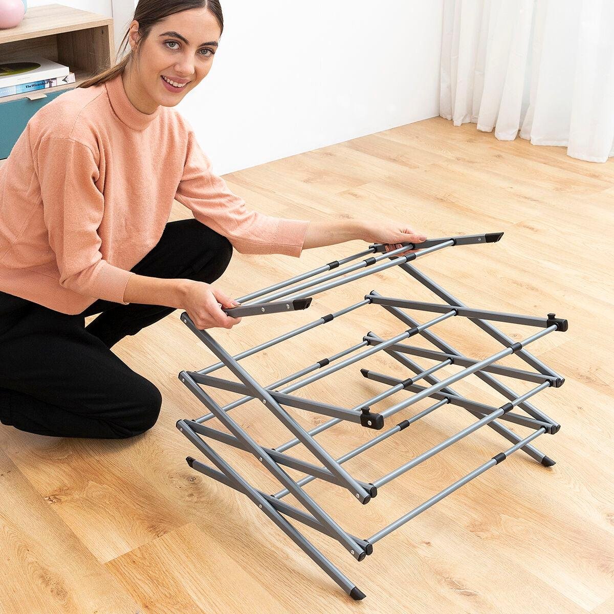 Cloxy InnovaGoods Foldable and Extendable Metal Clothesline with 3 Heights 11 bars