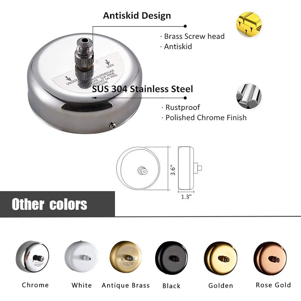 Retractable clothesline SUS304 Stainless Steel Clothes Dryer with Adjustable Stainless Steel Rope String Heavy Duty