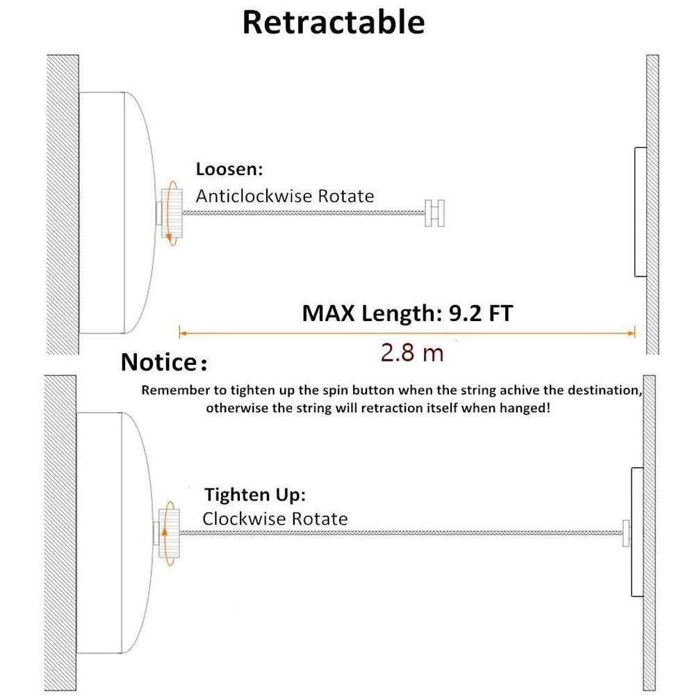 Retractable clothesline SUS304 Stainless Steel Clothes Dryer with Adjustable Stainless Steel Rope String Heavy Duty