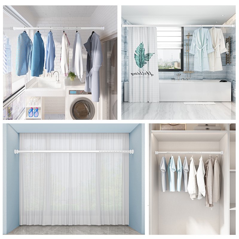 Tension Curtain Rod 27-43 Inches Rust-Resistance Telescopic Adjustable Shower Curtain Rod for Windows