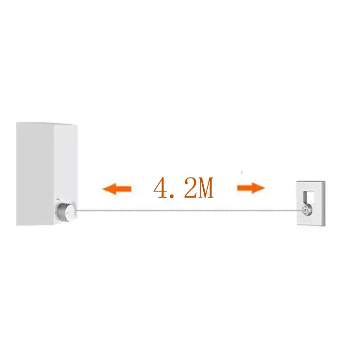Laundry 4.2m Stainless steel Retractable Rope Clothesline Balcony Shrinkable Wall Mounted Clothesline