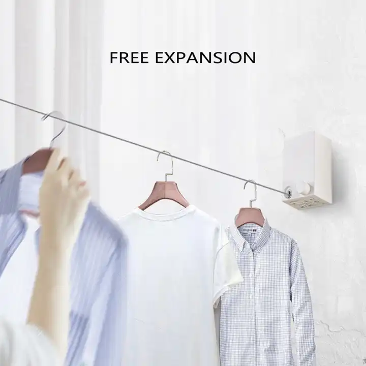 Laundry 4.2m Stainless steel Retractable Rope Clothesline Balcony Shrinkable Wall Mounted Clothesline
