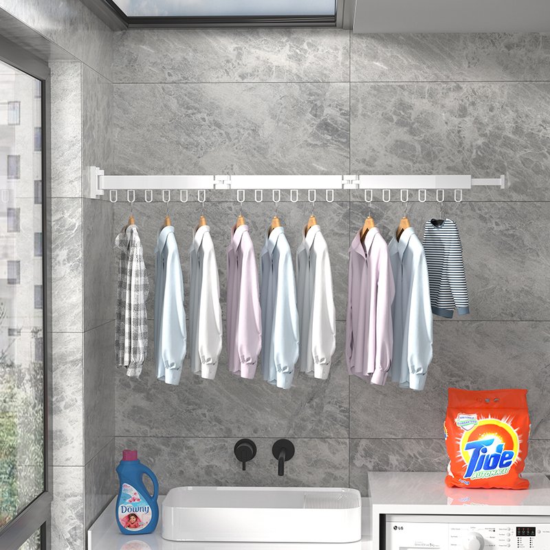 Wall Drying Rack Clothes Retractable Balcony Clothes Drying Rack Black Drying Rack for Clothes