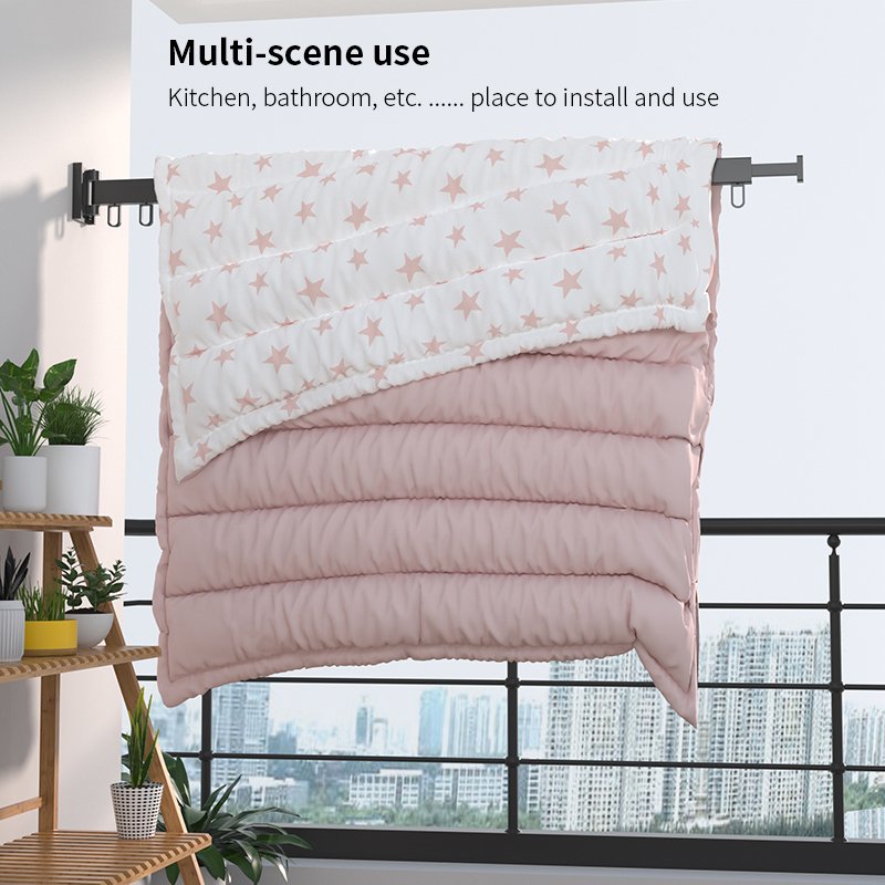 Wall Drying Rack Clothes Retractable Balcony Clothes Drying Rack Black Drying Rack for Clothes