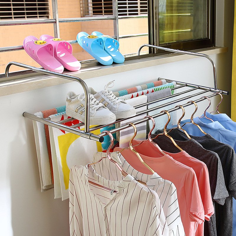 Portable Retractable All stainless steel Clothesline Indoor Outdoor Laundry HangerTelescopic Clothes Dryer