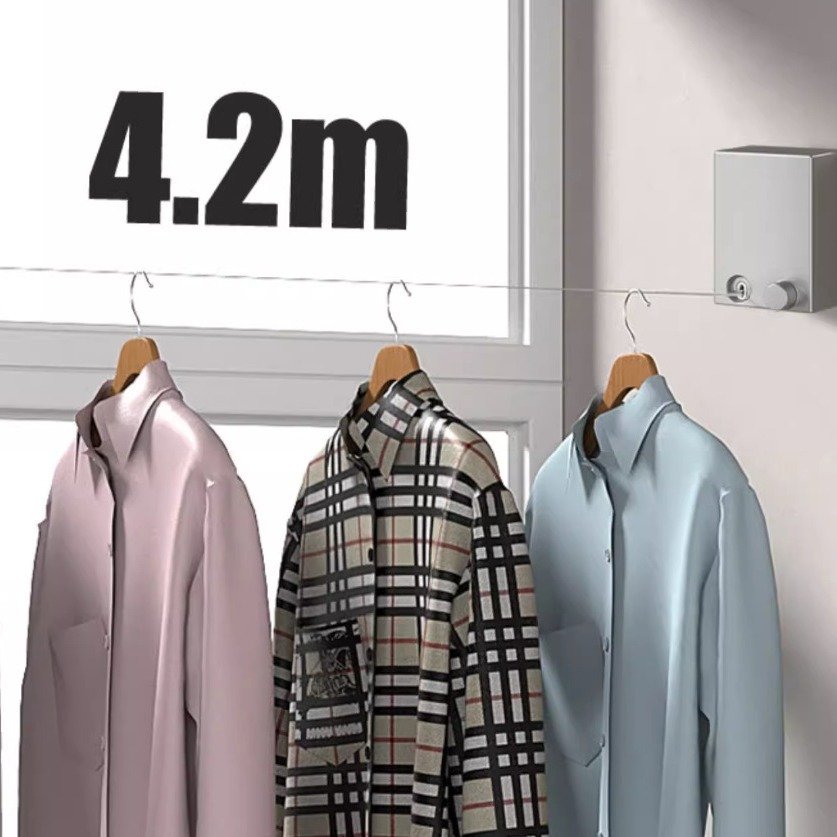 Multifunctional Retractable Indoor Clothesline Portable ABS Wall-Mounted Rack with Retractable Hanger Rope for Drying Clothing