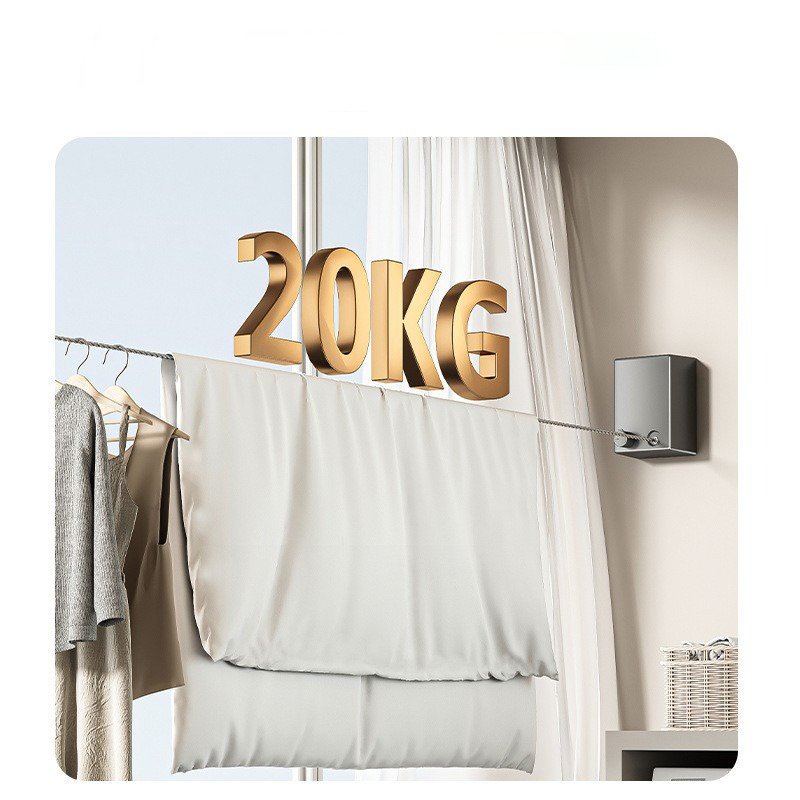 Multifunctional Retractable Indoor Clothesline Portable ABS Wall-Mounted Rack with Retractable Hanger Rope for Drying Clothing
