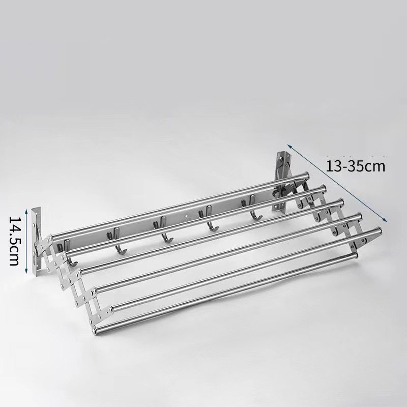 Folding Stainless Steel Clothesline Wall Mounted Bathroom Towel Rack Set Retractable Laundry Hanging Racks