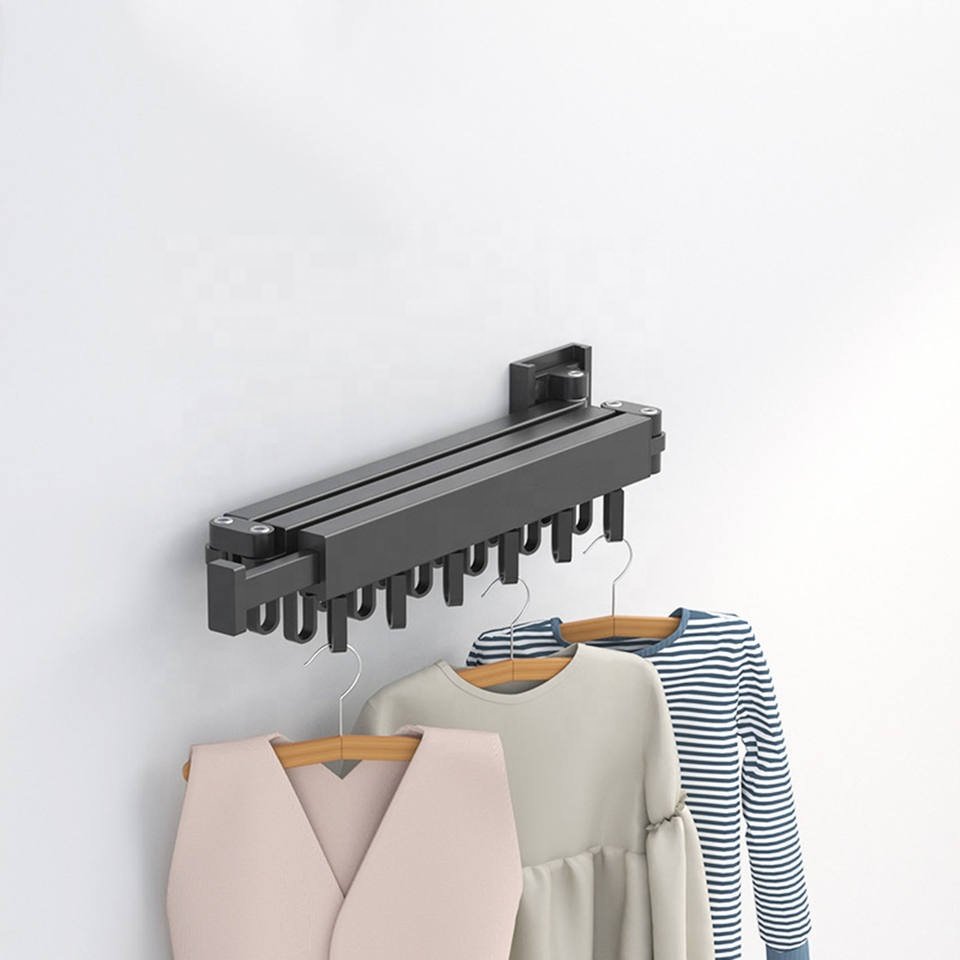 Wall Mounted Clothes Hanger Rack Retractable Clothes Drying Rack Space-Saver Laundry Drying Rack Collapsible