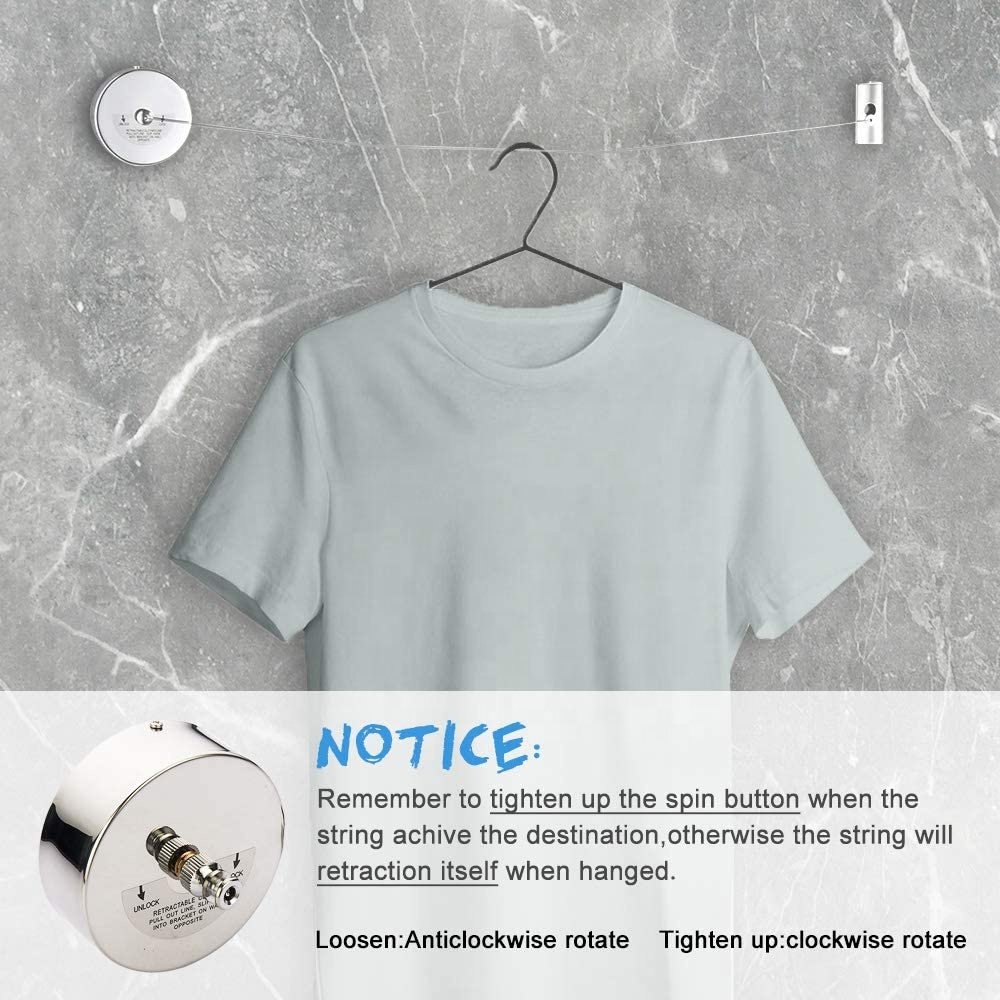 9.2 Feets Adjustable 304 Stainless Steel Chrome laundry Clothes Dryer Retractable Clothesline