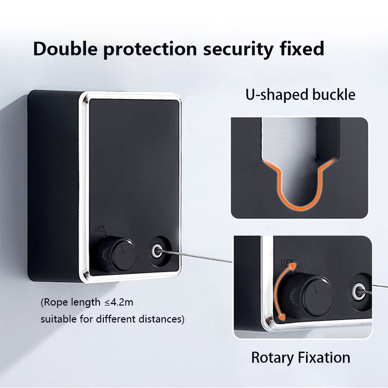 Retractable Clothesline SUS304 Stainless Steel Clothes Dryer with Adjustable Stainless Steel Rope String Heavy Duty 9.2 Feets