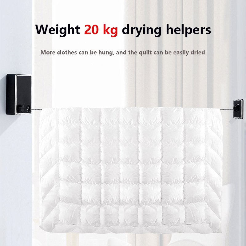 Retractable Clothesline SUS304 Stainless Steel Clothes Dryer with Adjustable Stainless Steel Rope String Heavy Duty 9.2 Feets