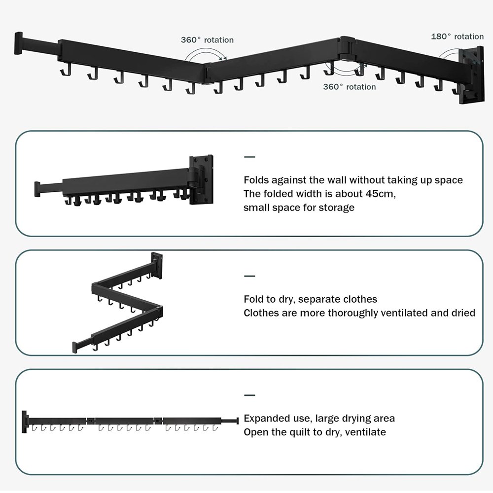Drying Rack Clothing Clothes Drying Rack suitable for laundry room and indoor wall mounted drying rack retractable clothesline
