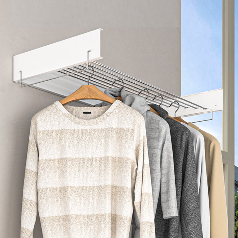 new metal Wall mounted bedroom hide laundry dryer rack household Hanging clothes pole Clothesline balcony Foldable Drying holder