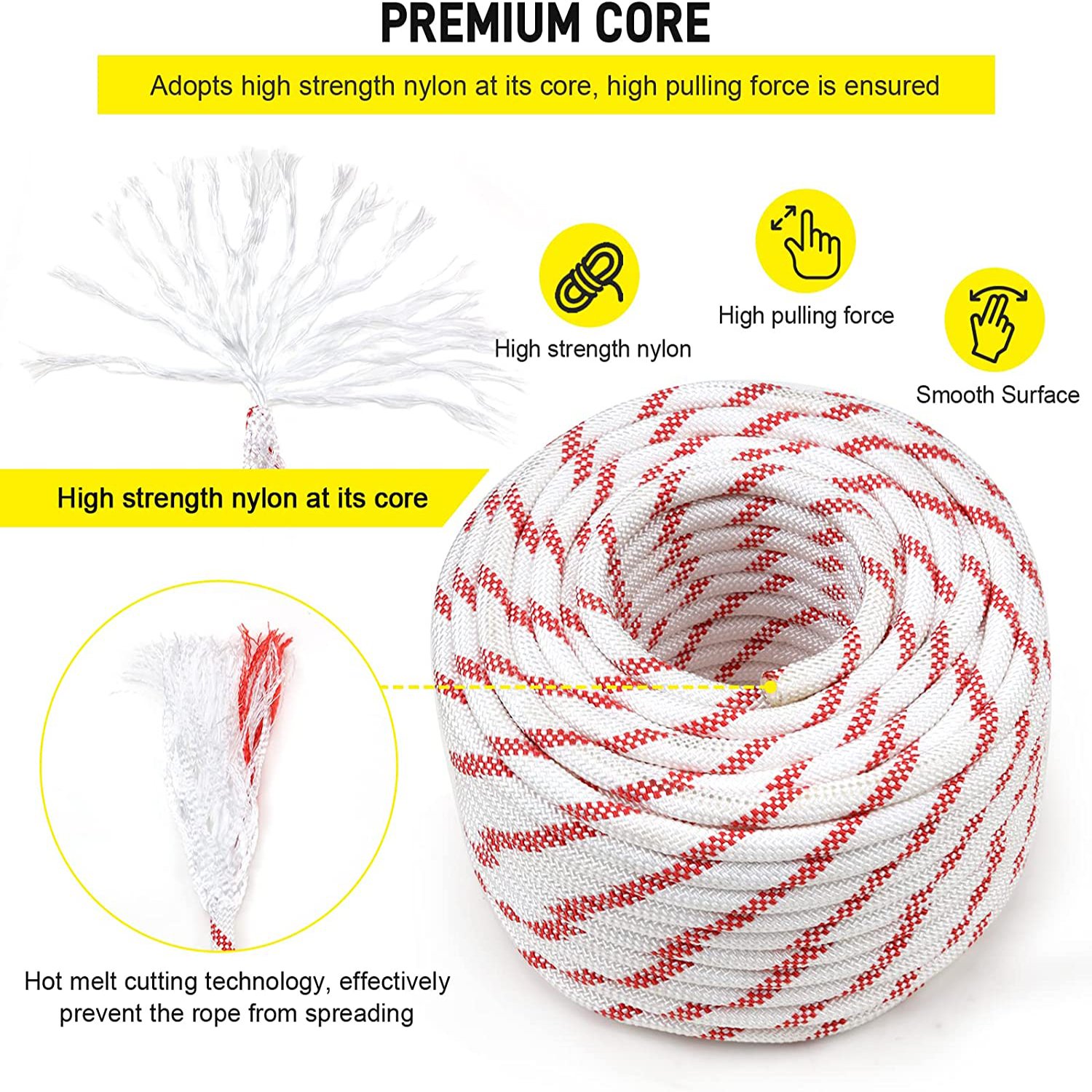 Flagpole Halyard Clothesline Climbing Camping Sailing Swings Double Braid Polyester Arborist Bull Rope High Strength Tree Rope
