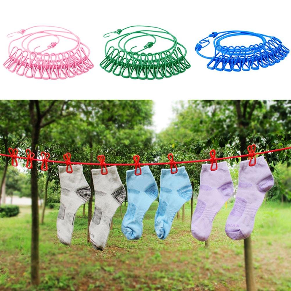 Portable Clothesline Windproof Clothes Rope Drying Rack Cloth Hanging Line Outdoor Camping Traveling Indoor Multifunction Tools