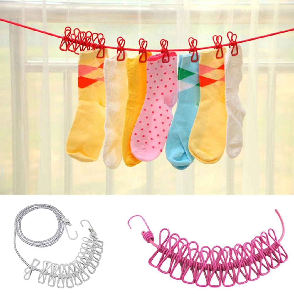 Portable Clothesline Windproof Clothes Rope Drying Rack Cloth Hanging Line Outdoor Camping Traveling Indoor Multifunction Tools