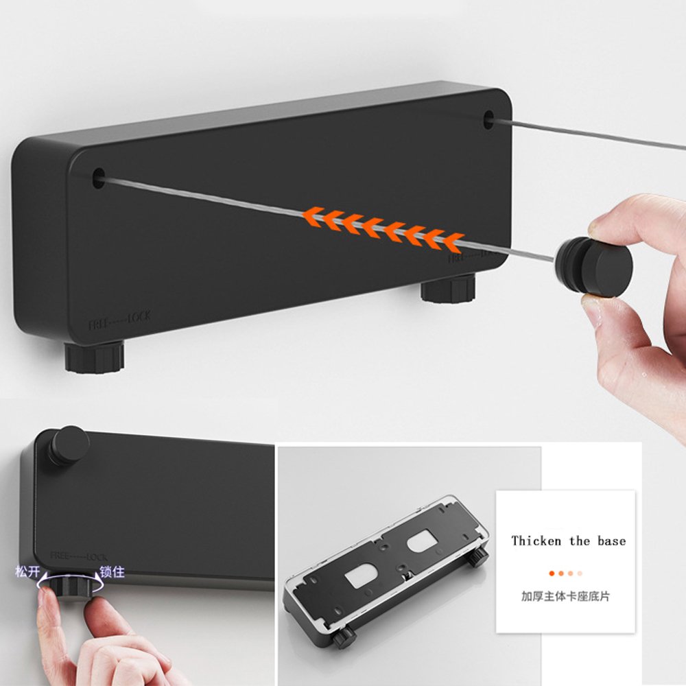 Retractable Clothesline Indoors Laundry Line with Adjustable Stainless Steel Double Rope Wall Mounted Space-Saver Drying Line