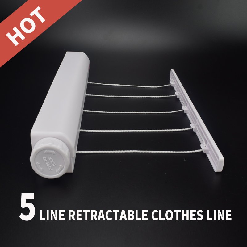 High Quality 5-Line Retractable Wall Mounted Indoor and Outdoor Clothesline Space-Saving Design