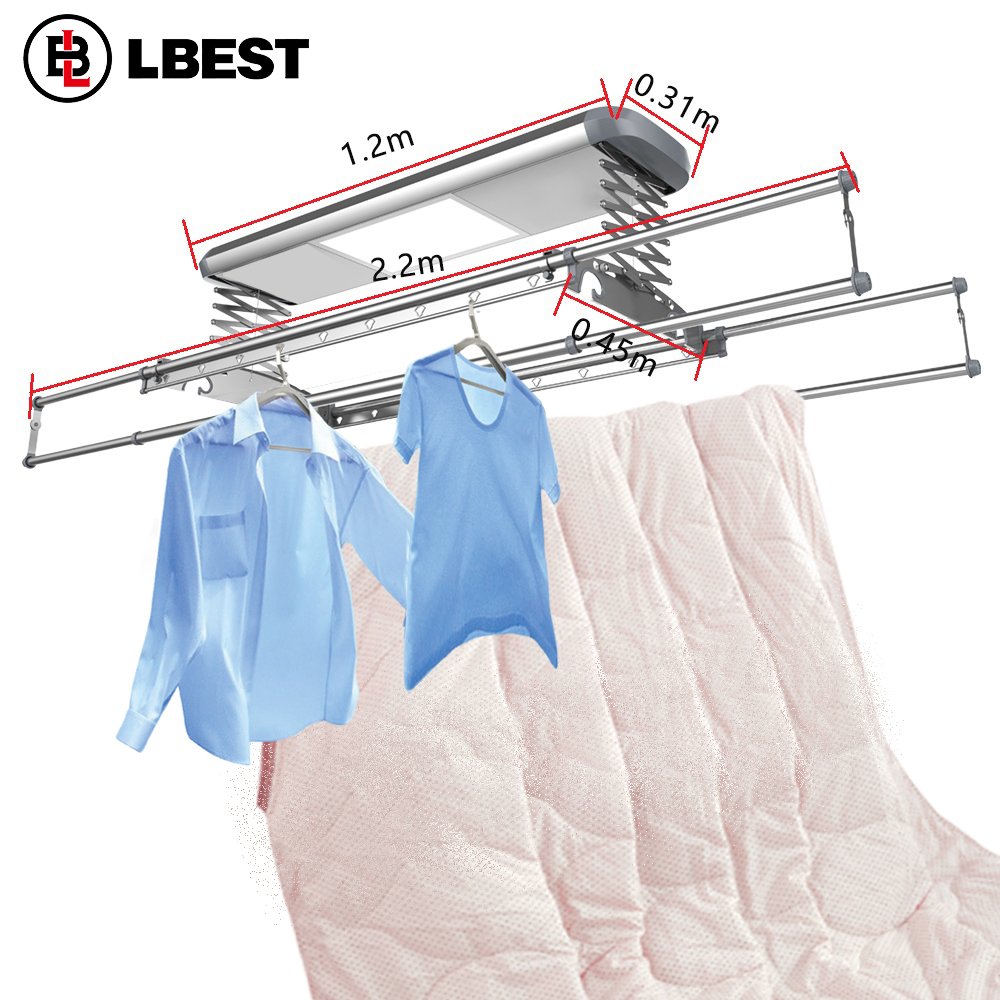 Coat hanger foldable clothes rack line pole with heater