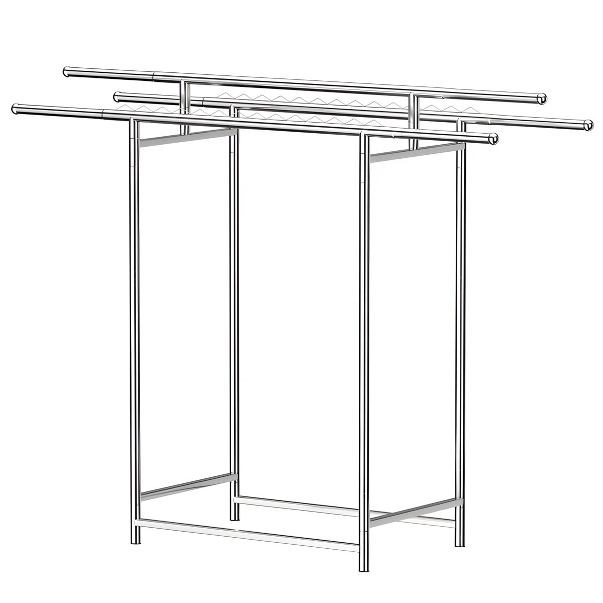 Double bedroom Retractable metal storage stand dress cloth drying rack stainless steel clothes hanger outdoors Clothesline pole