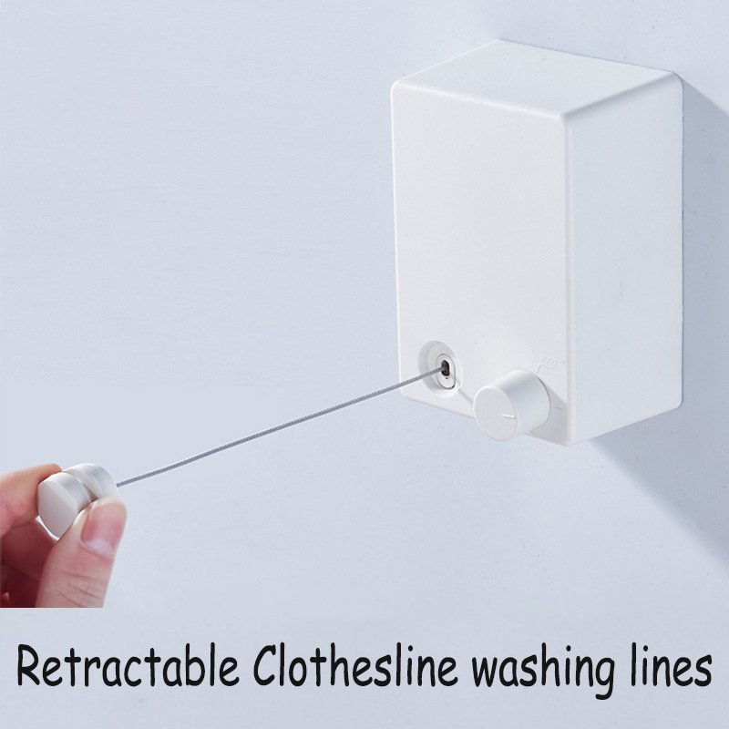 Indoor space saving accessory dryer hanger wall mounted 4.2meter steel string retractable clothesline washing hanging lines