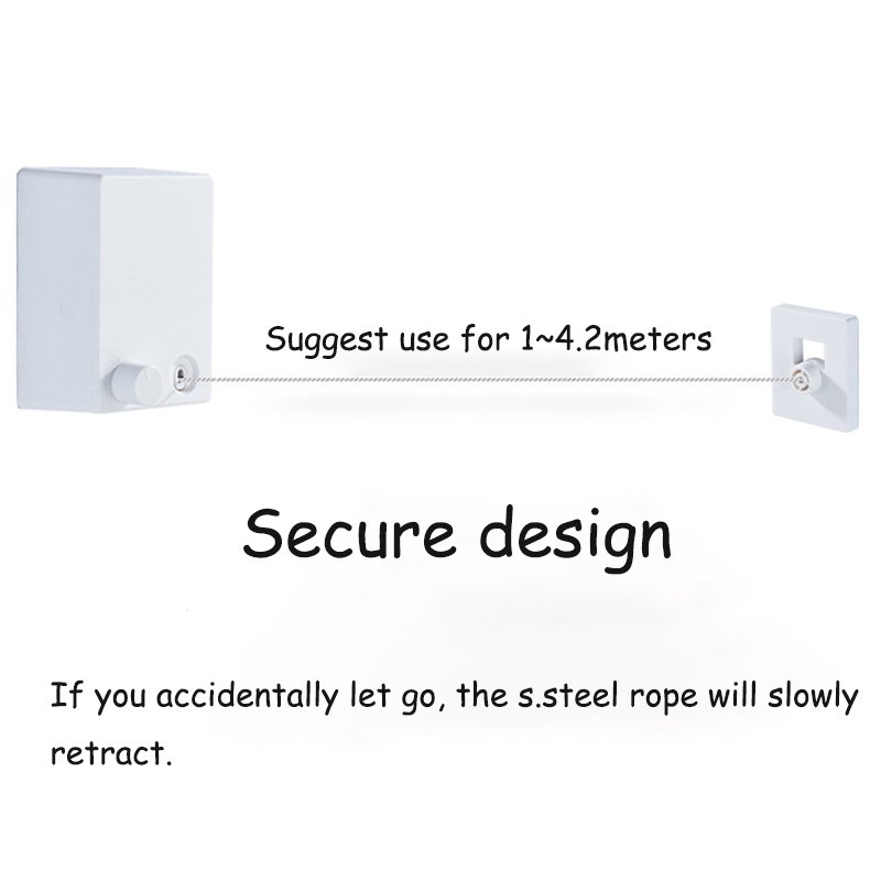 Indoor space saving accessory dryer hanger wall mounted 4.2meter steel string retractable clothesline washing hanging lines