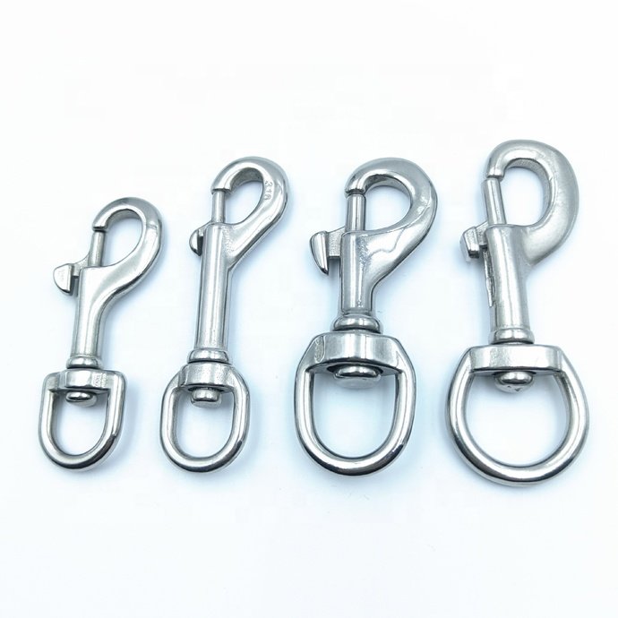 304 316 Stainless Steel Swivel Eye Snap Hook Carabiner Clip for Dog Leash harness bag strap DIY Leather hardware