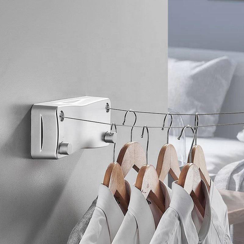 5.2m Portable Wall Hanging Square Wholesale Price Retractable Outdoor Clothesline For Clothes Drying Laundry Racks