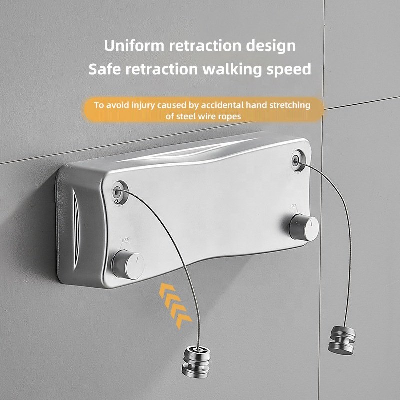 5.2m Portable Wall Hanging Square Wholesale Price Retractable Outdoor Clothesline For Clothes Drying Laundry Racks