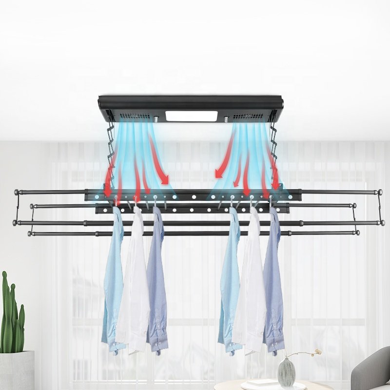 Best Indoor ceiling wall mounted retractable folding aluminum auto clothesline dry drying hanger rack heater dryer