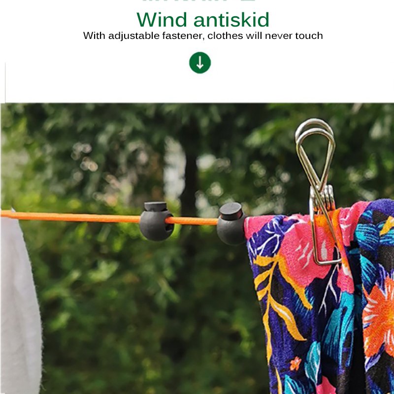 Portable and windproof antiskid and retractable clothesline for outdoor travel