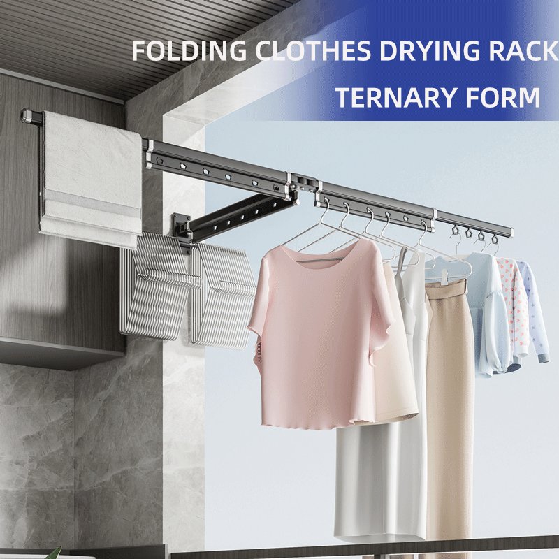 Balcony aluminum folding clothes rack household window telescopic clothesline drying quilt portable contraction artifact