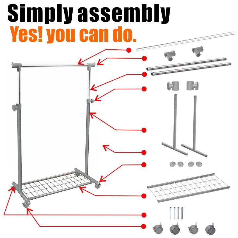 Single Pole Metal Foldable Garment Rack With Shoe Shelf Garment Display Rack Clothes Drying Portable Drying Rack