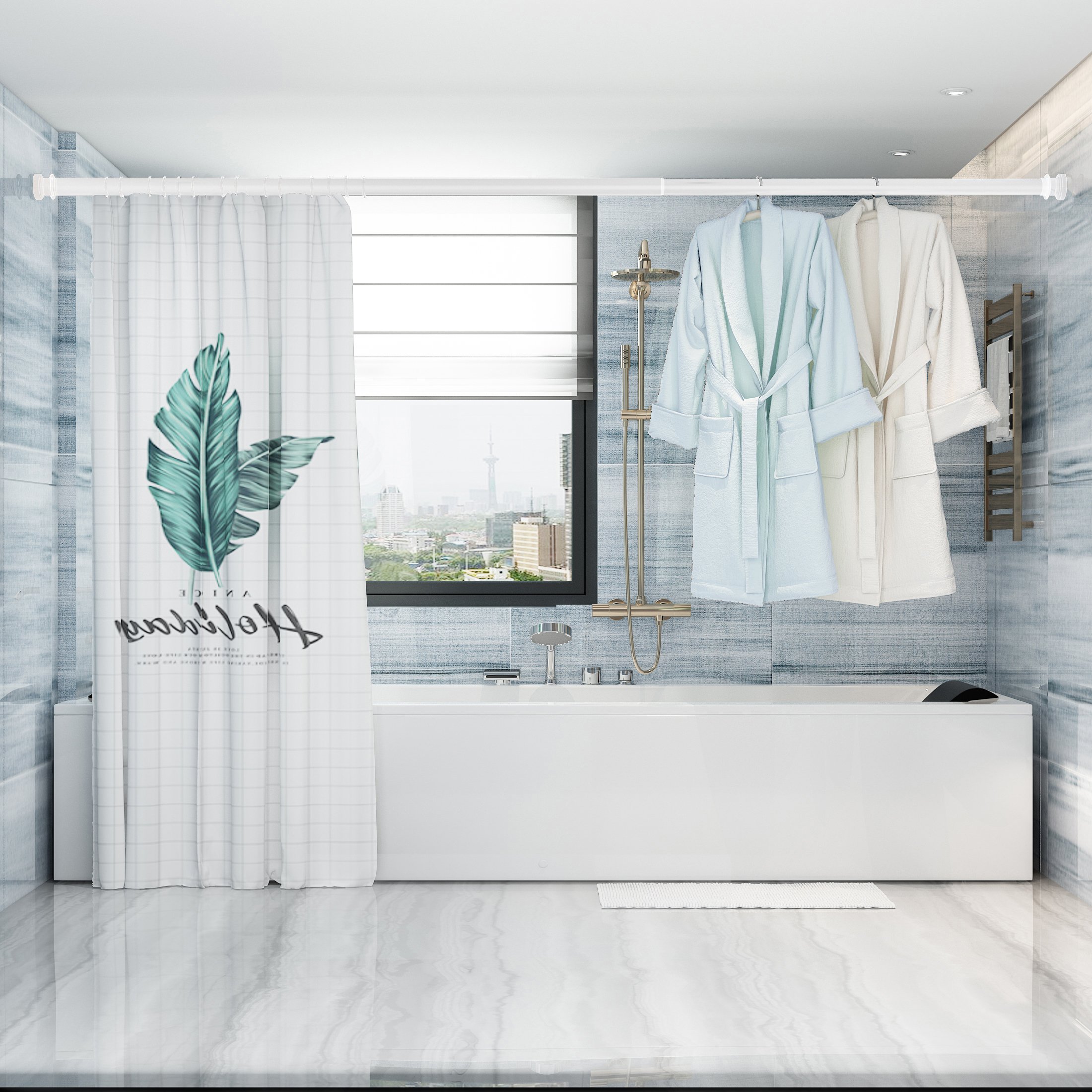 Bathtub Stretchable Telescopic Spinner Shower Curtain Rod Stretch Curtain Rod Manufacturers Curtain Rod With High Quality