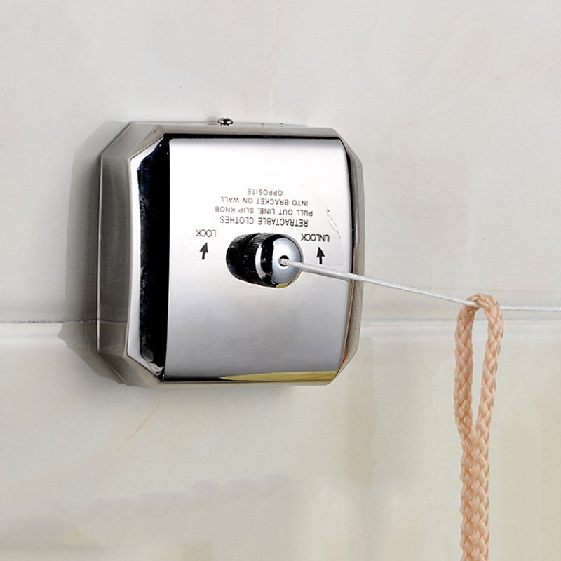 Square Stainless Steel Hotel Bathroom Clothline Retractable Clothline