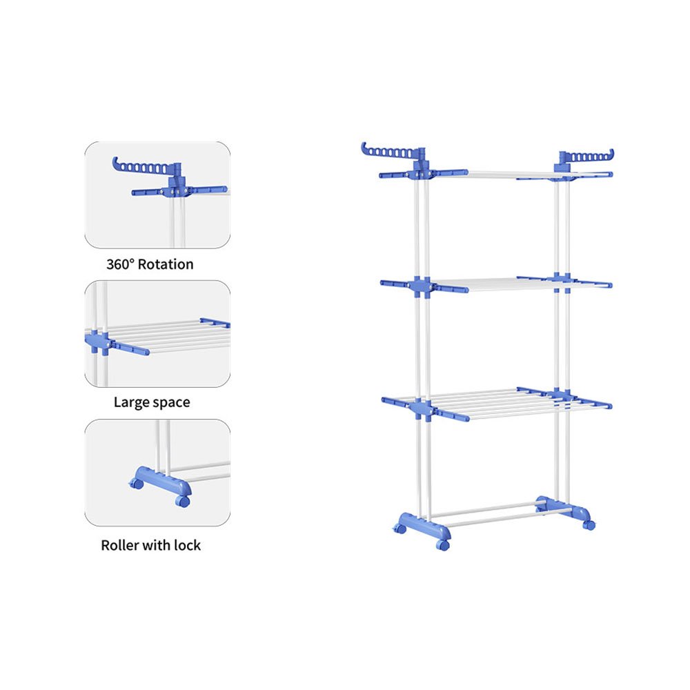 Clothes Drying Rack Folding Clothes Rack Space Saving 4 Tier Drying Rack Laundry Garment Dryer Stand with Two Side Wings