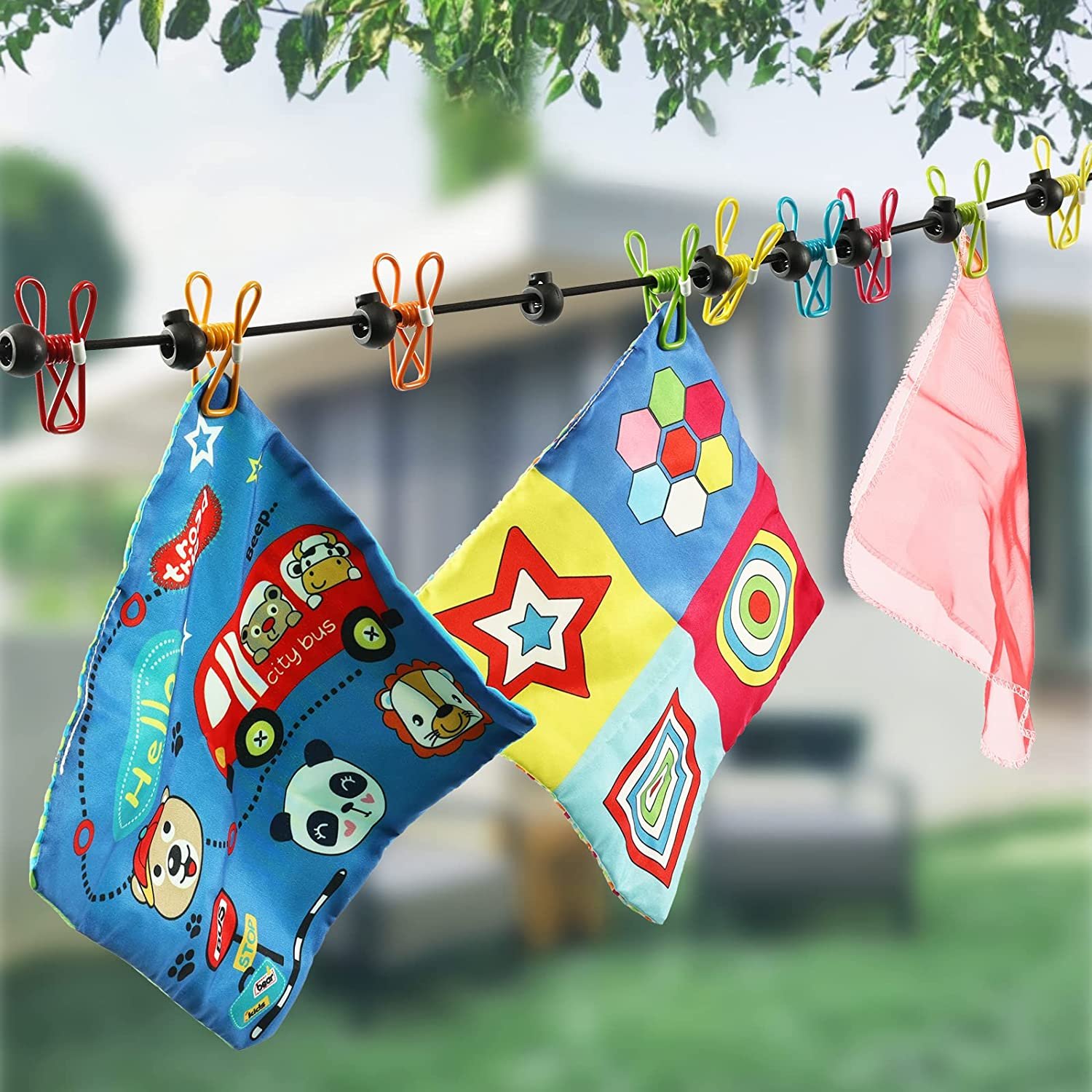 Retractable Portable Clothesline for Travel, travel clothesline with 12 Clothes Clips for Outdoor Camping Accessories