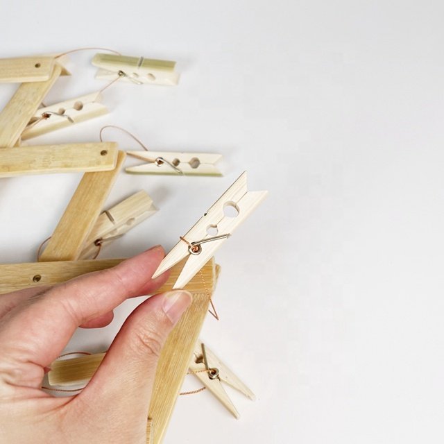 Heavy Duty Outdoor with String Wooden Bamboo pegs Clothespins for Crafts and Hanging Clothes on Clothesline Laundry