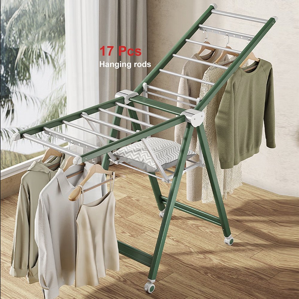 Folding Extendable Clothes Hanger Drying Rack Indoor Aluminum Home Laundry Clothesline Retractable Clothing Dry Rack