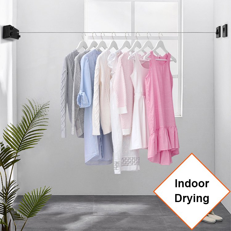 Retractable Free Telescopic Stainless Steel Rope Wall Hanging Type Laundry Drying line Retractable Clothesline Clothes line