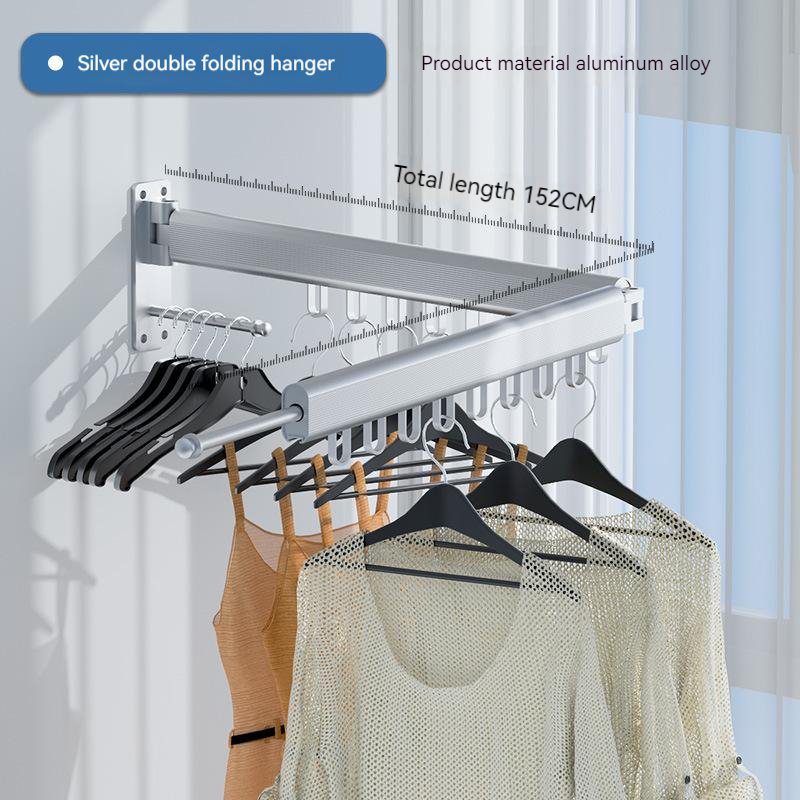 Wall Mounted Clothesline Hangers Racks Folding Clothes Hanger Retractable Aluminum Alloy Cloth Hanging Drying Rack