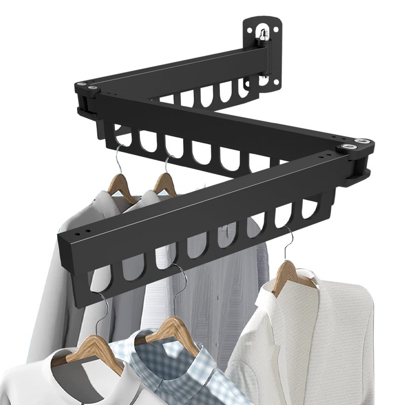 Folding extendable Clothes Hanger Wall Mount Retractable Cloth Drying Rack Indoor Aluminum Home Laundry Clothesline