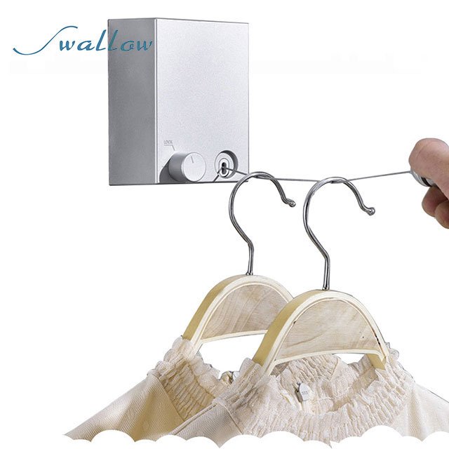 4.2M Plastic Retractable Clothline Balcony Shrinkage Clothline Mounted Dryer Clotheslines Hanger