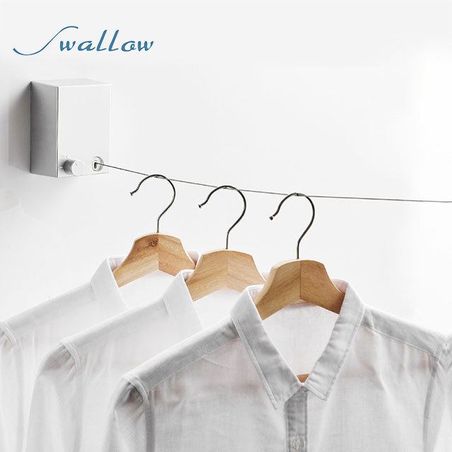 4.2M Plastic Retractable Clothline Balcony Shrinkage Clothline Mounted Dryer Clotheslines Hanger