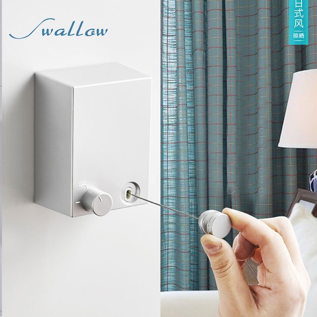 4.2M Plastic Retractable Clothline Balcony Shrinkage Clothline Mounted Dryer Clotheslines Hanger
