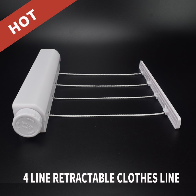 Elastic Windproof Wall-mounted 4-line Retractable Clothesline Dryer