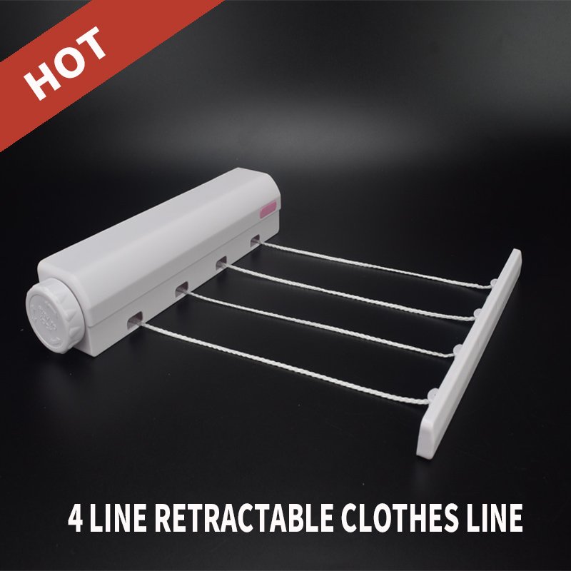 Elastic Windproof Wall-mounted 4-line Retractable Clothesline Dryer