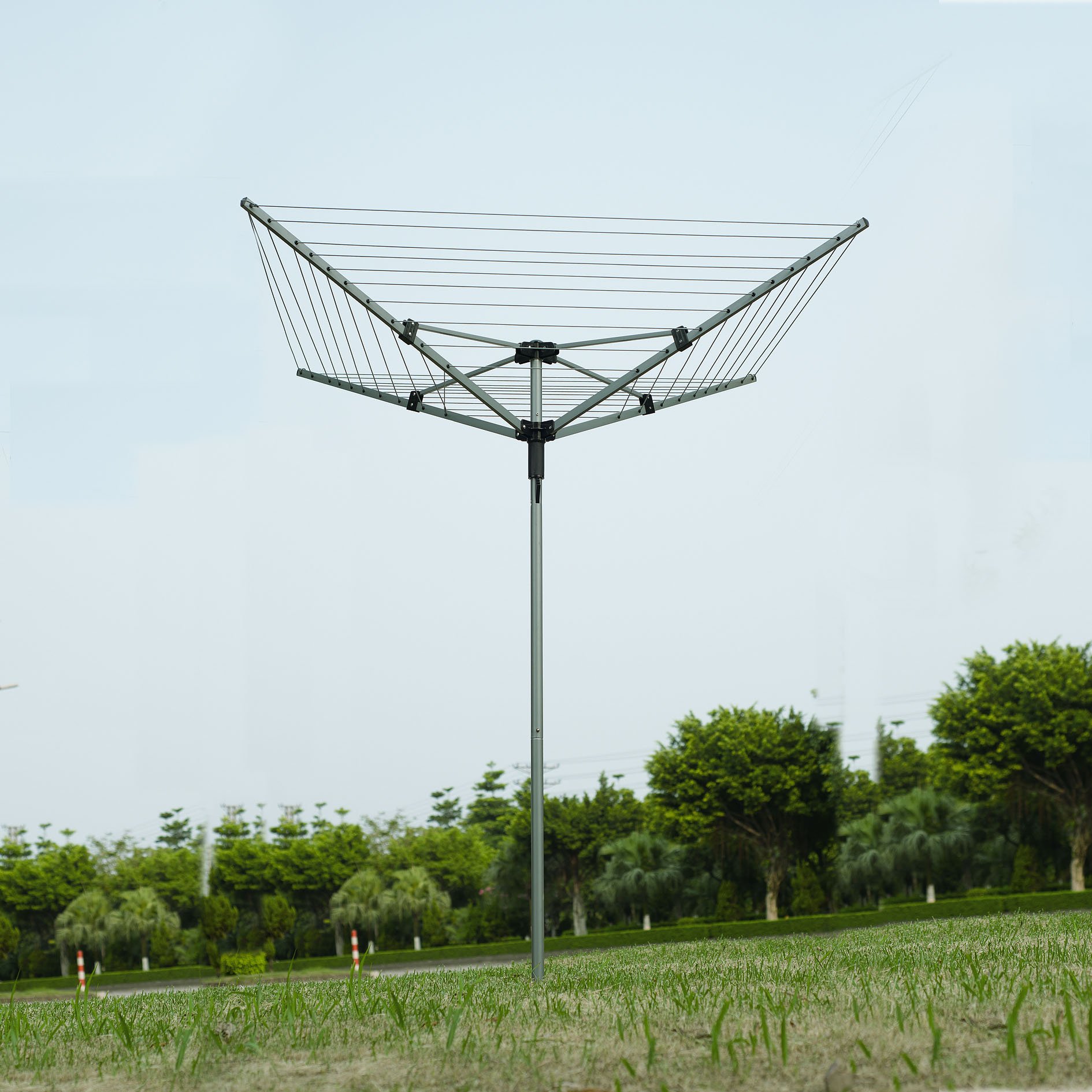 4 Arms 40m Large Outdoor Standing Clothes Line Dryer Umbrella Washing Line Rotary Airer Rotary Washingline Garden Used